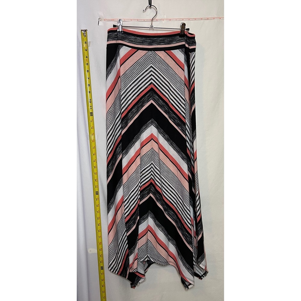 Faded Glory Women's Black Pink White Chevron Maxi Skirt‎ S 4-6